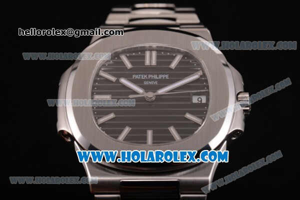 Patek Philippe Nautilus Miyota 9015 Automatic Full Steel with White Stick Markers and Black Dial - Click Image to Close